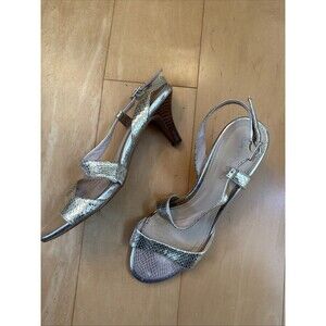 GOLD STRAPPY LEATHER HEELS Giovanna Size 7 Women’s